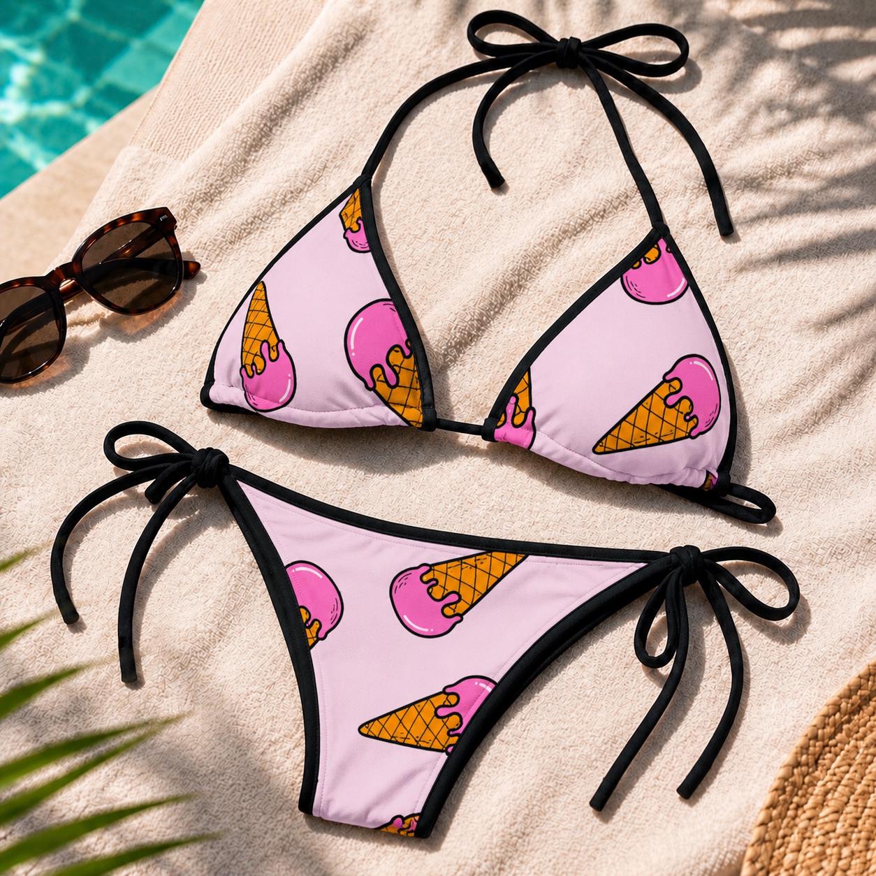 Pink Ice Cream Cone Women's Bikini Swimsuit