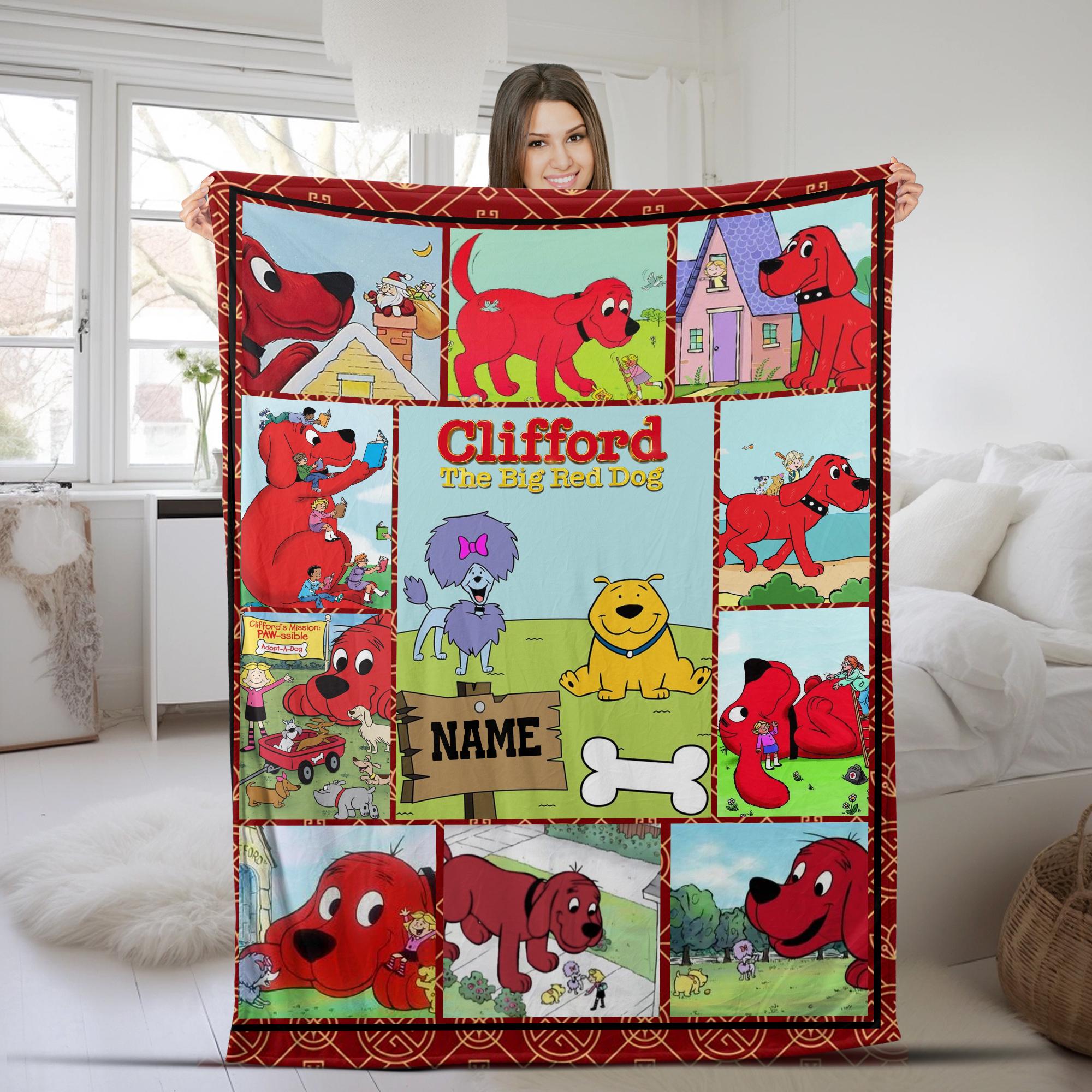 Personalized Clifford the Big Red Dog Blanket Clifford Fleece Blanket Clifford the Big Red Dog Birthday Gifts Christmas Gifts