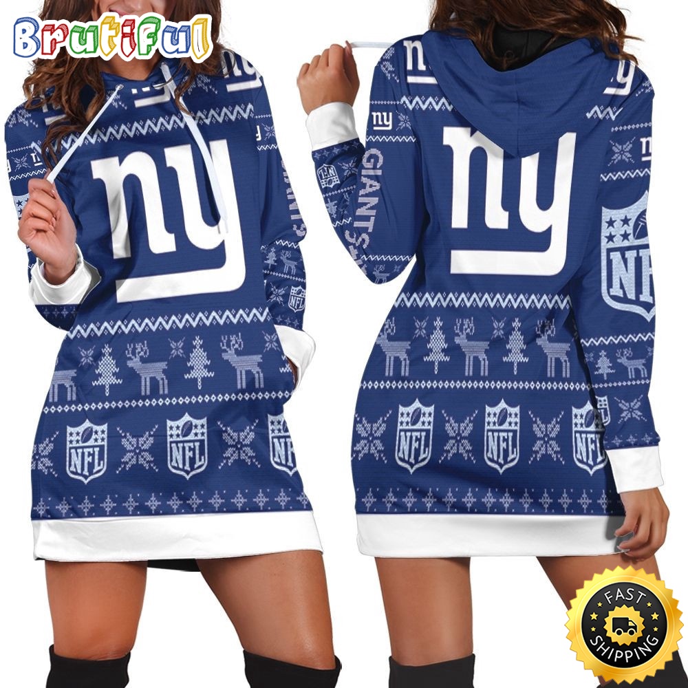 football New York Giants Hoodie Dress Christmas Print 3D Hoodie Women