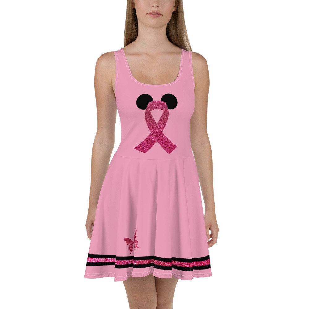Breast Cancer Awareness Skater Dress – Fun Cartoon Style Casual Outfit for Women