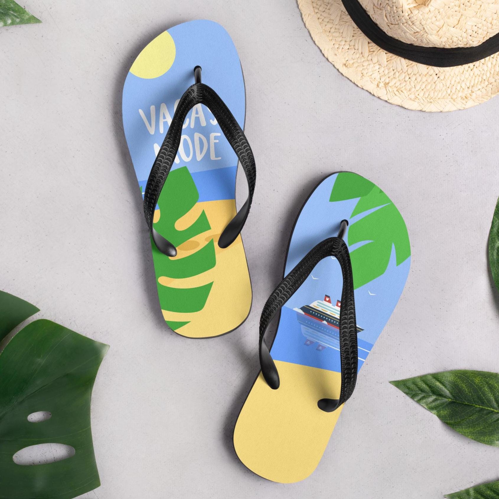 Flip-Flops for Vacation DCL Cruise Vacation Mode Styled Flip Flops Vacay Mode Slippers Cruise Gift Fish Extender Gift