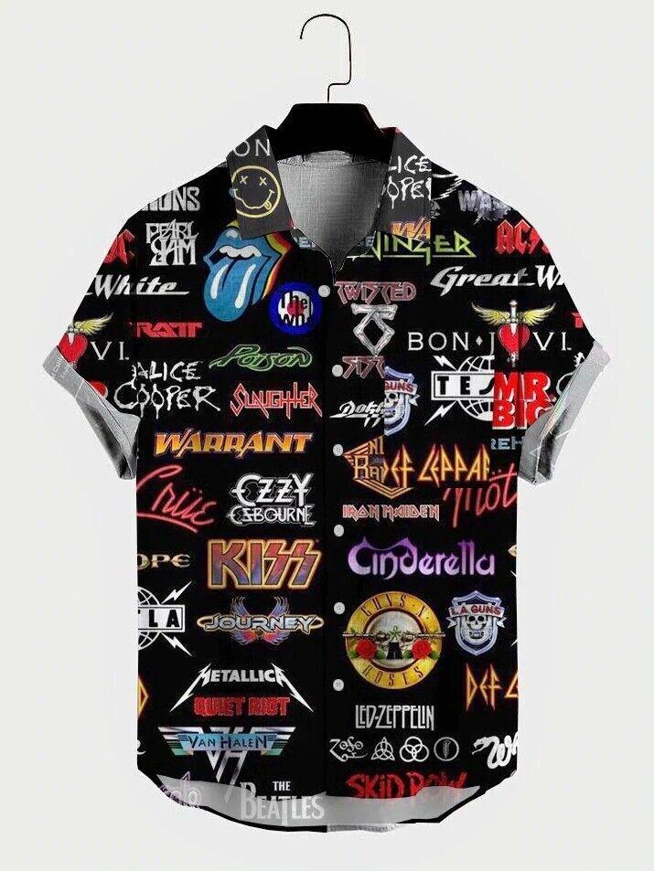 Rock Band Hawaiian Shirt for Men and Women, Music-Inspired Aloha Shirt, Concert Festival Beachwear