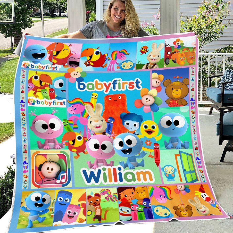 Personalized Baby First TV Fleece Blanket, Sofa Bedding Blanket, Baby First TV Birthday Gifts