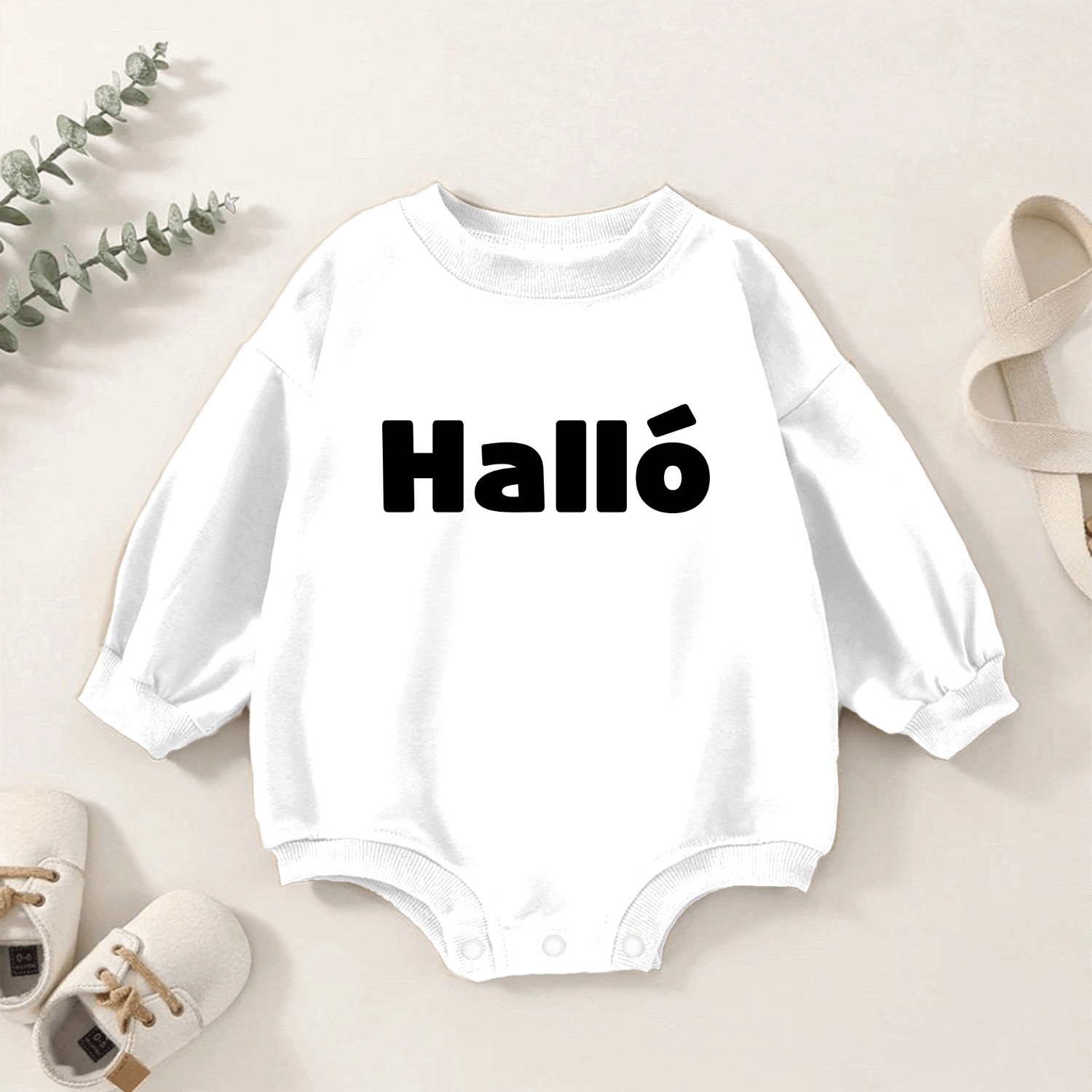Icelandic Halló { Hello ) Íslenska Language Baby Romper Sweatshirts