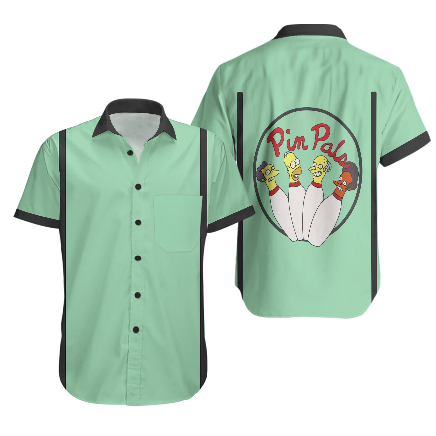 Simpsons Pin Pals Bowling Team Hawaiian Shirt