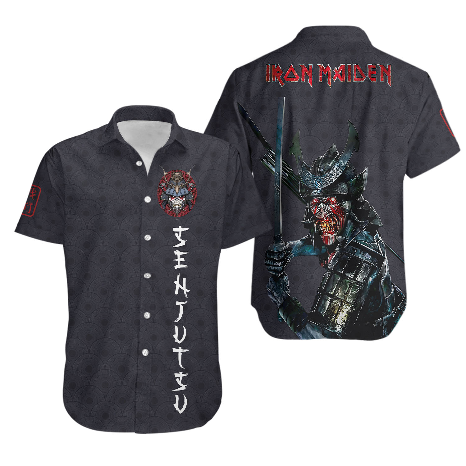 Iron Maiden Eddie Print Button-Up Shirt for Men