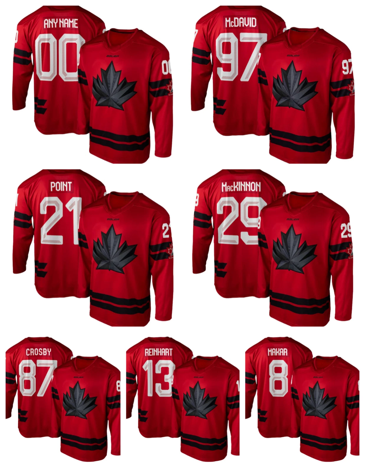 Custom Men's Red 2026 Printed Hockey Jersey