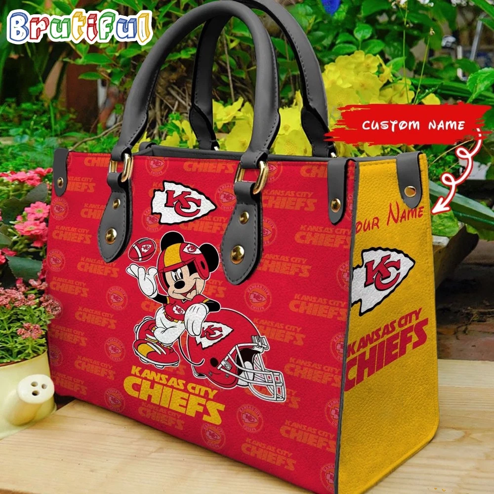 Kansass City Team Chiefs Leather Bag, Sport Leather Bag, Leather Bag For Women