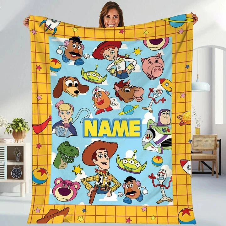Personalized Toy Story Custom Baby Boy Or Girl Birthday Gift Fleece Blanket