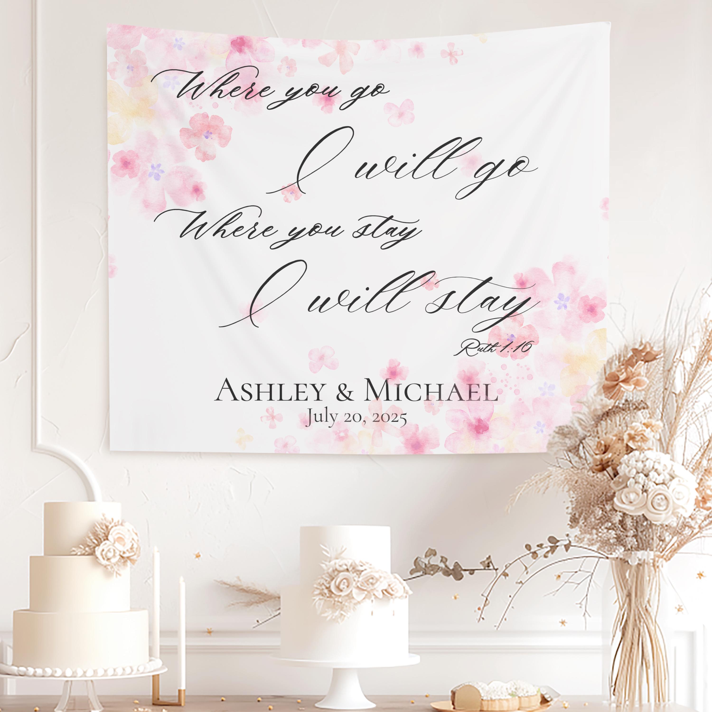 Personalized Wedding Backdrop, Custom Tapestry Christian Wedding Reception Decor, Church Banner, Anniversary, Bridal Shower Gift