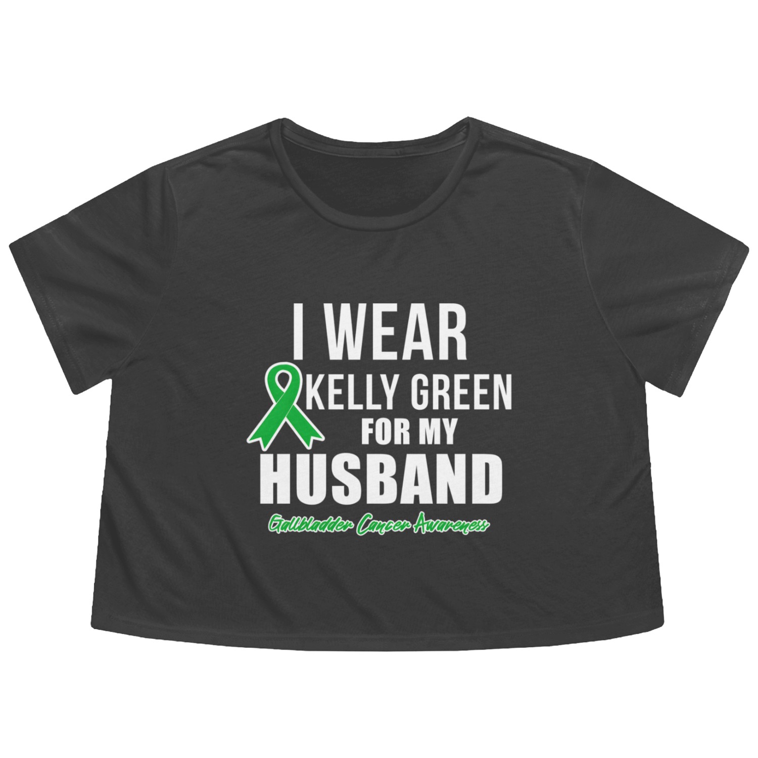 I Wear For Husband Gallbladder Cancer Awareness Flowy Cropped Tees