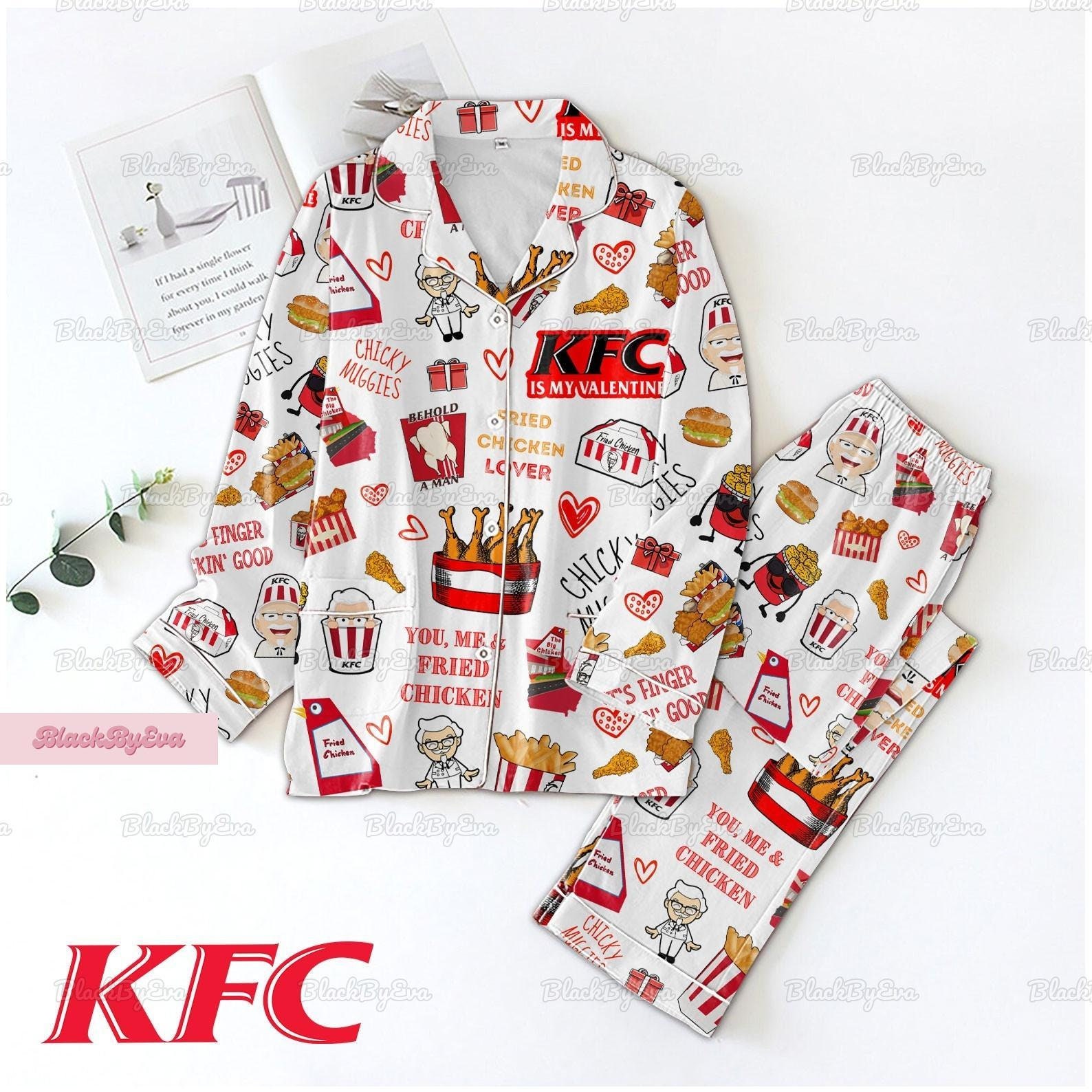 Kfc Chicken Shirt, Kfc Pajamas Set, Fast Food Holiday Pajamas, Kfc Women Pajamas, Fried Chicken Bridesmaid Pajamas, Halloween Gift