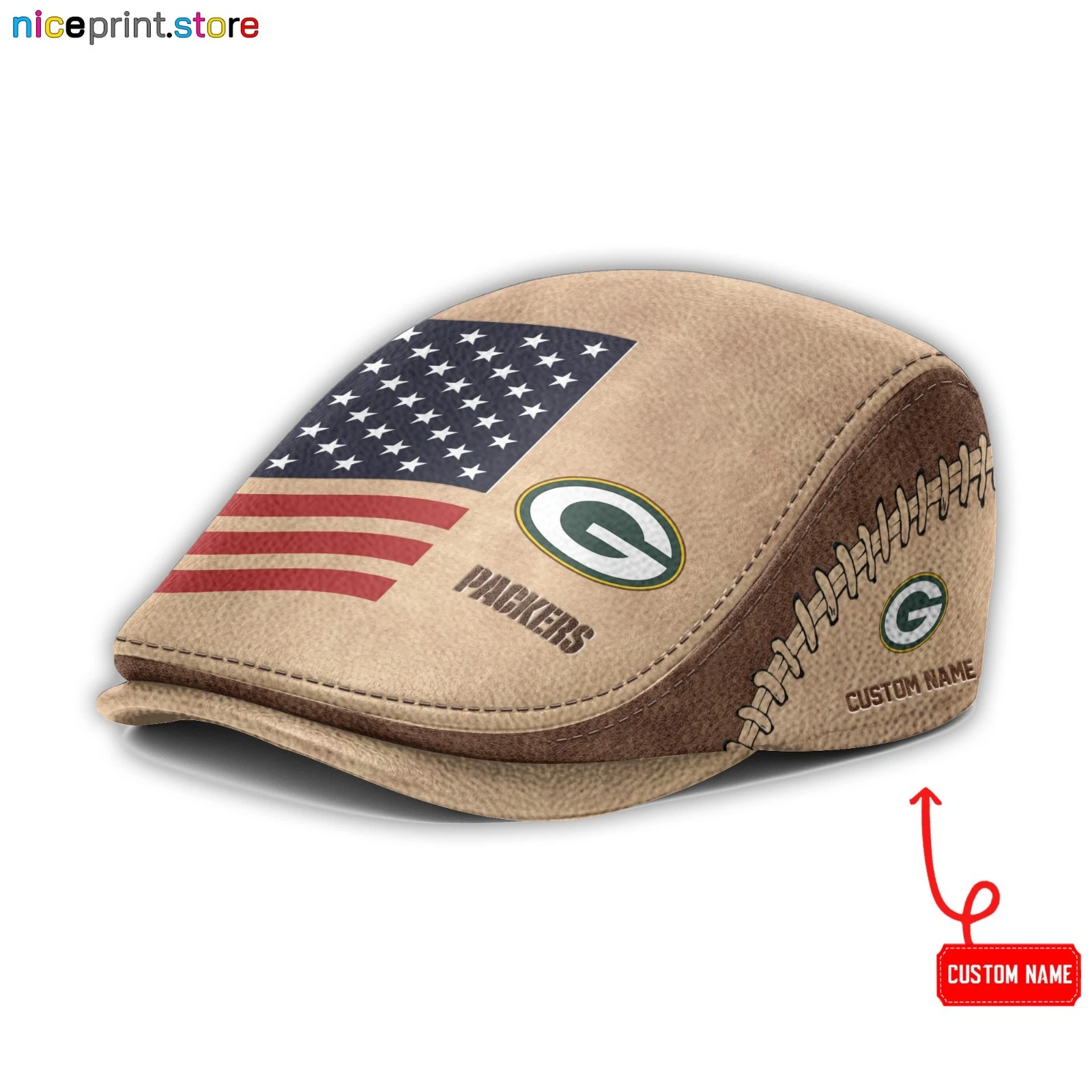 Leather Cap Green Bay Team Packers Jeff Cap football Driver Cap Golf Cap football Flat Cap
