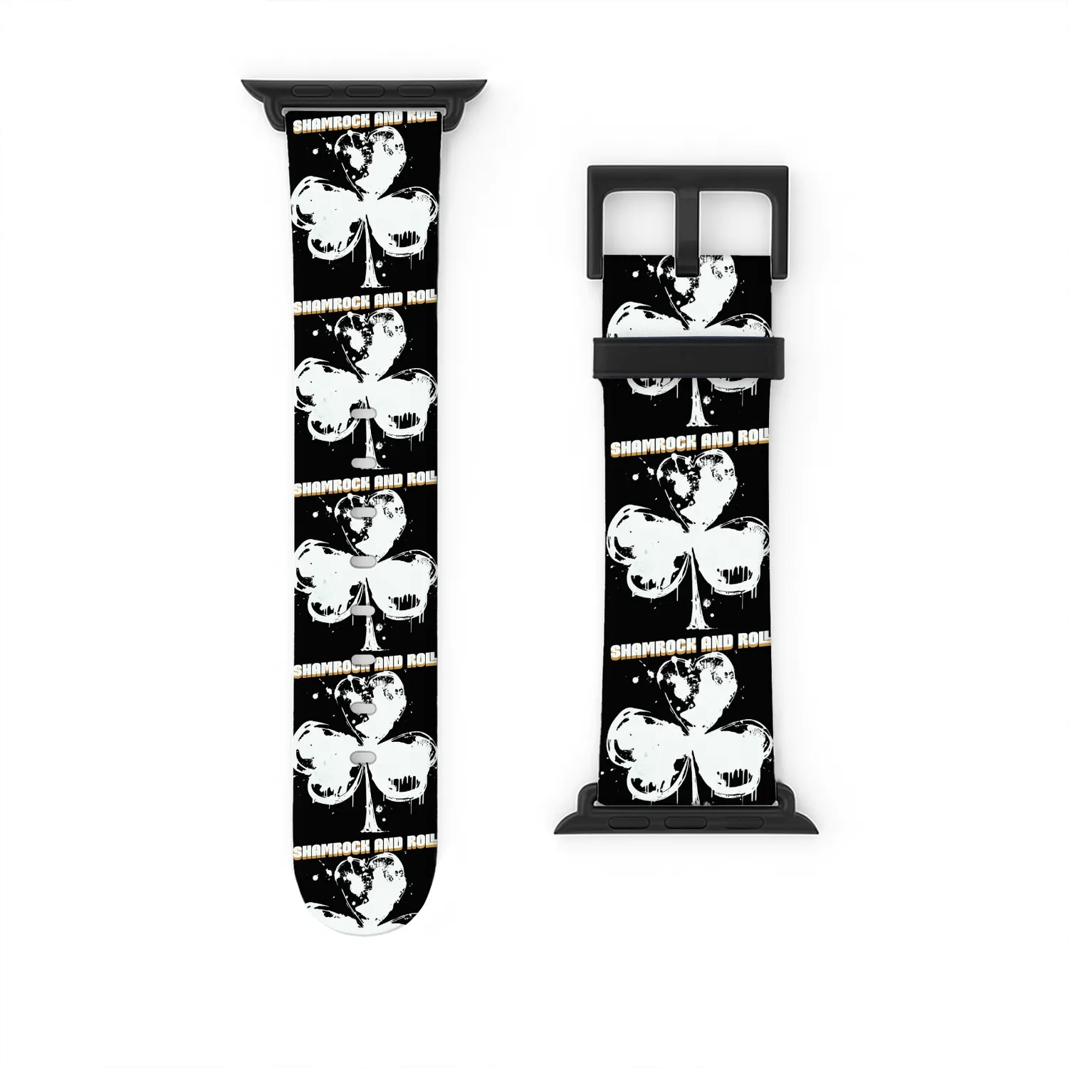 Shamrock and Roll Large Clover Design and Text Watch Bands For Apple Watch