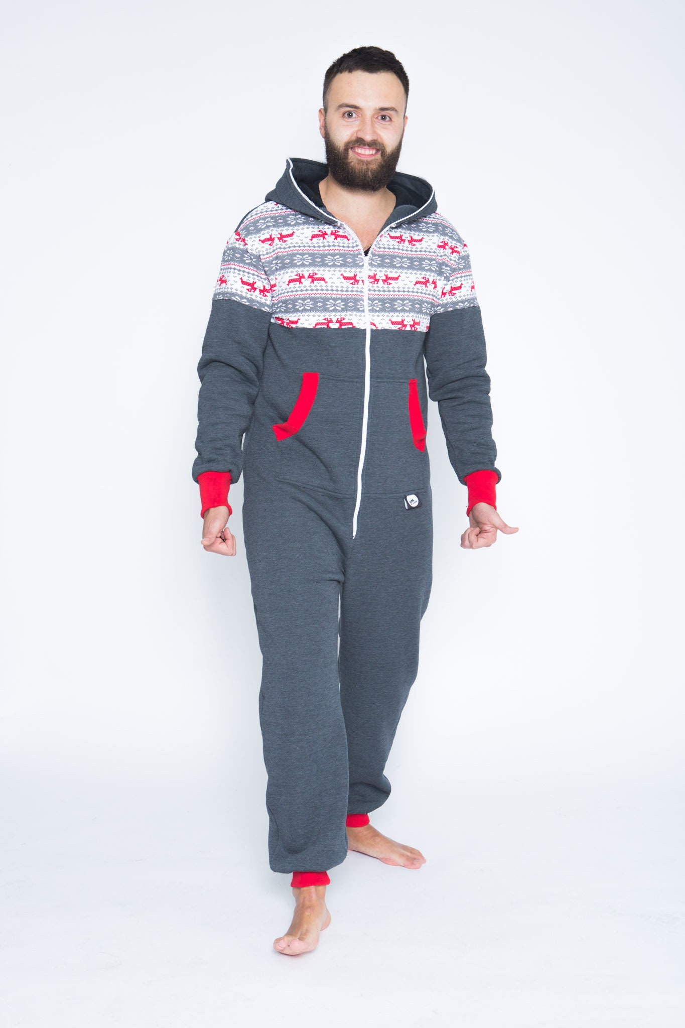 Adult Overall, Men's Hooded Jumpsuit | Christmas Pajama Outfits | Family Matching Pajamas