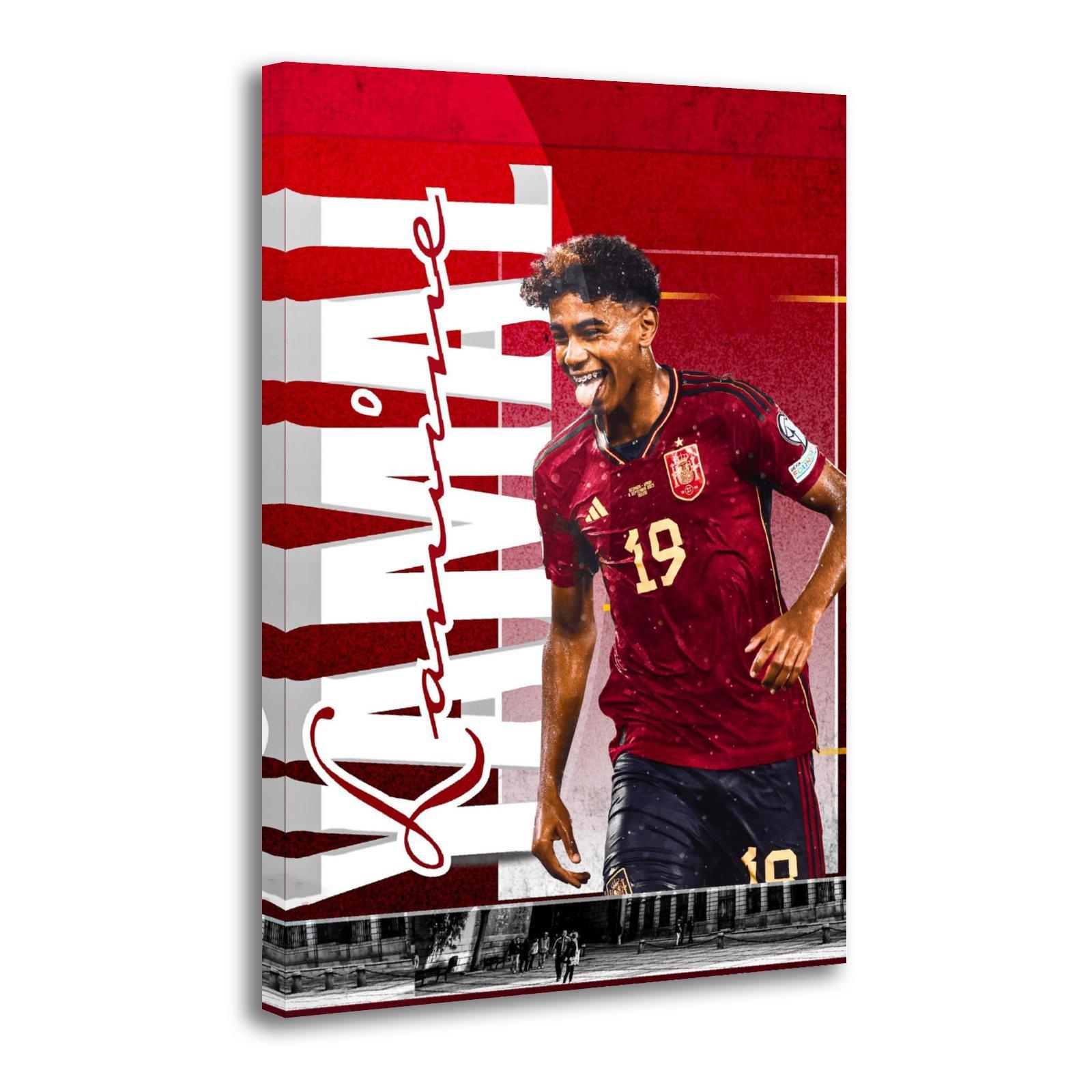 Lamine Yamal Football Canvas Print, Spanish Football Player Wall Art Decor
