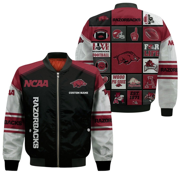 Arkansas Razorbacks Custom Name Bomber Jacket