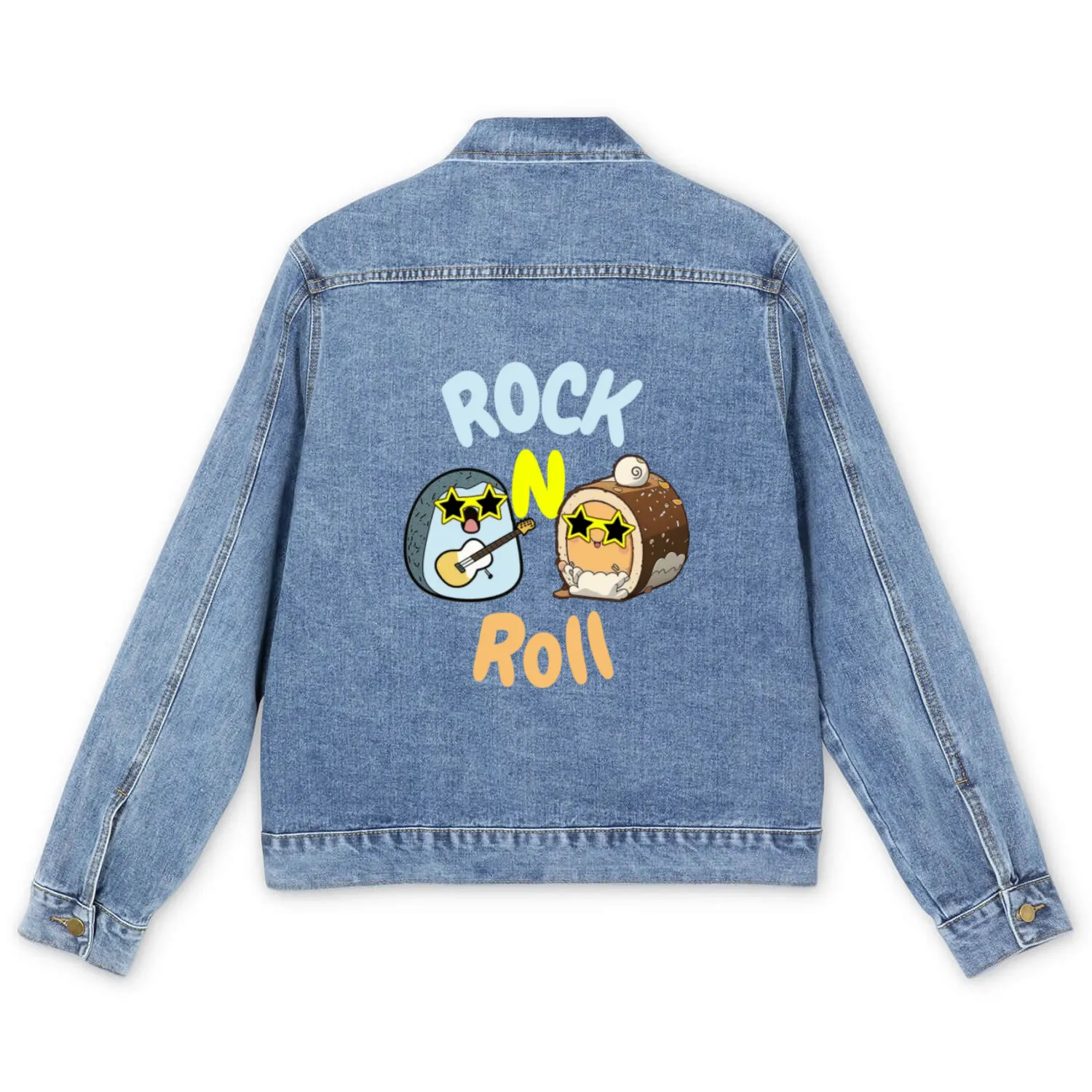 Rollcake and Stone RocknRoll Music Style Men's Denim Jackets