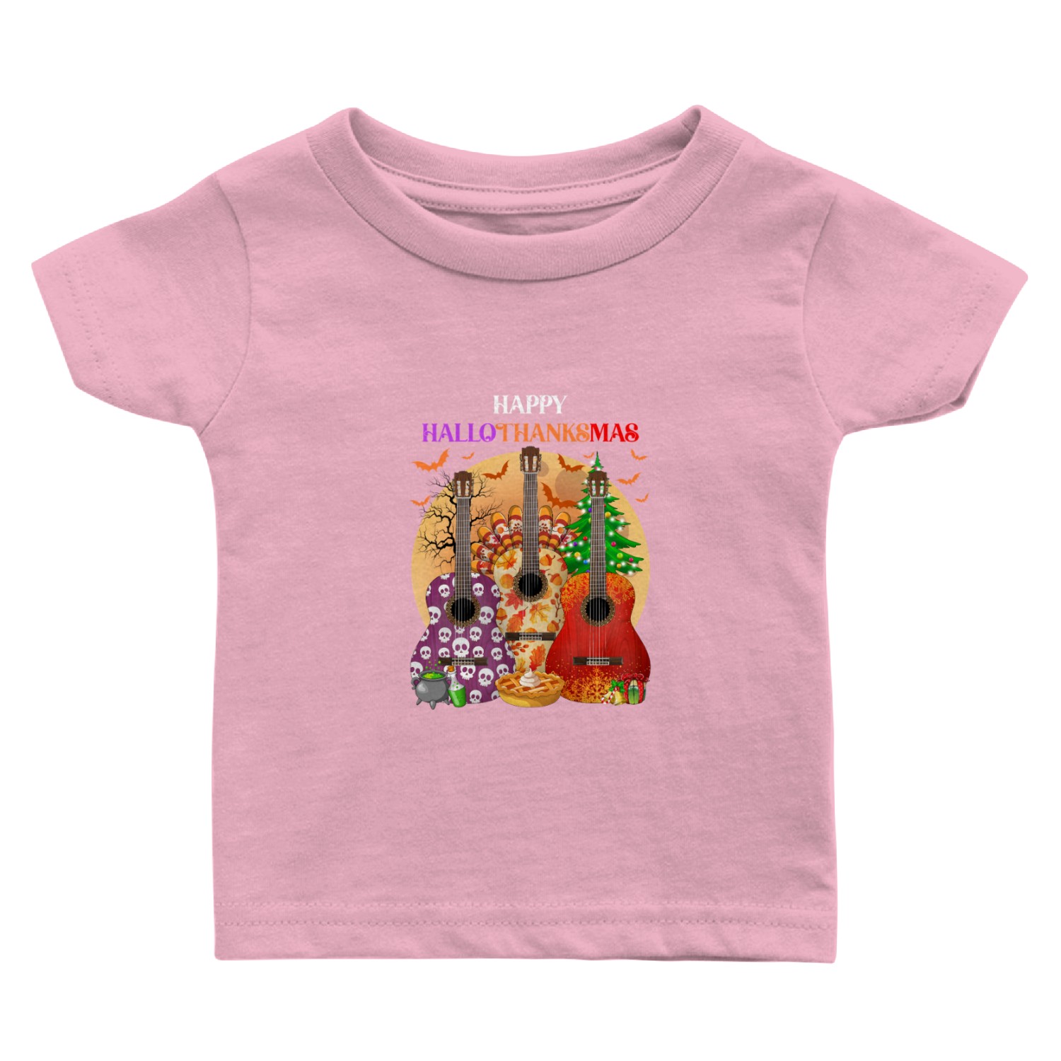 Happy HalloThanksMas Guitar Baby T Shirts