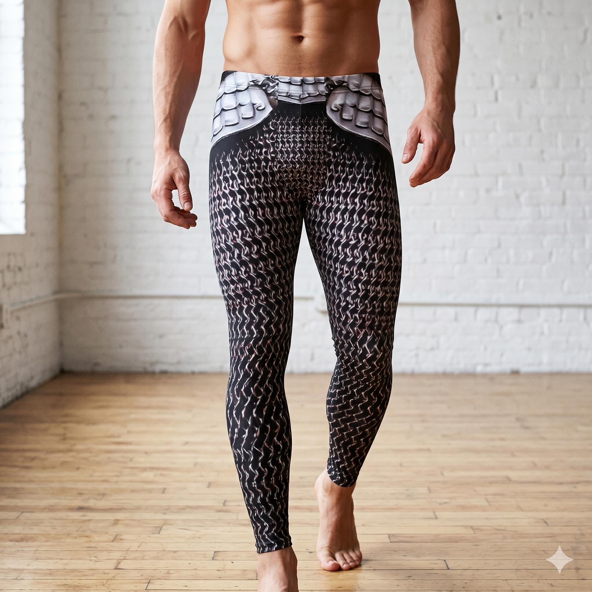 Gladiator Armor Leggings LARP Battle, Tasset Chainmalle Workout Pants, Chainmail Cycling Athletic, Wrestling