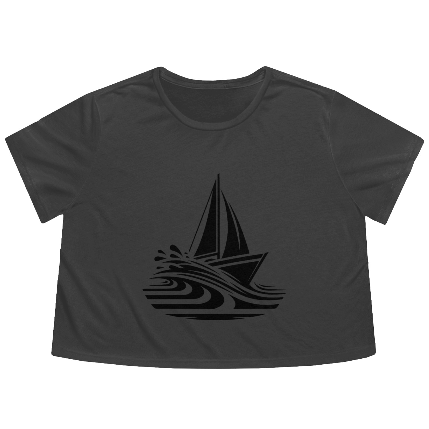 Fast Sailing Boat On Course In The Swell Flowy Cropped Tees