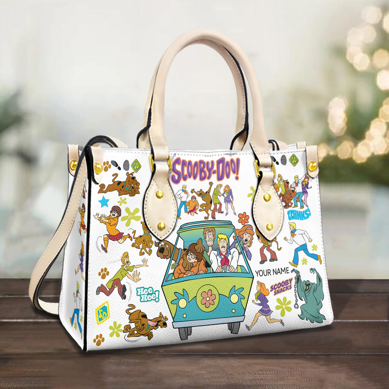 Personalized Scooby Doo Dog Leather Handbag, Scooby Doo Lovers Leather Bag Gift