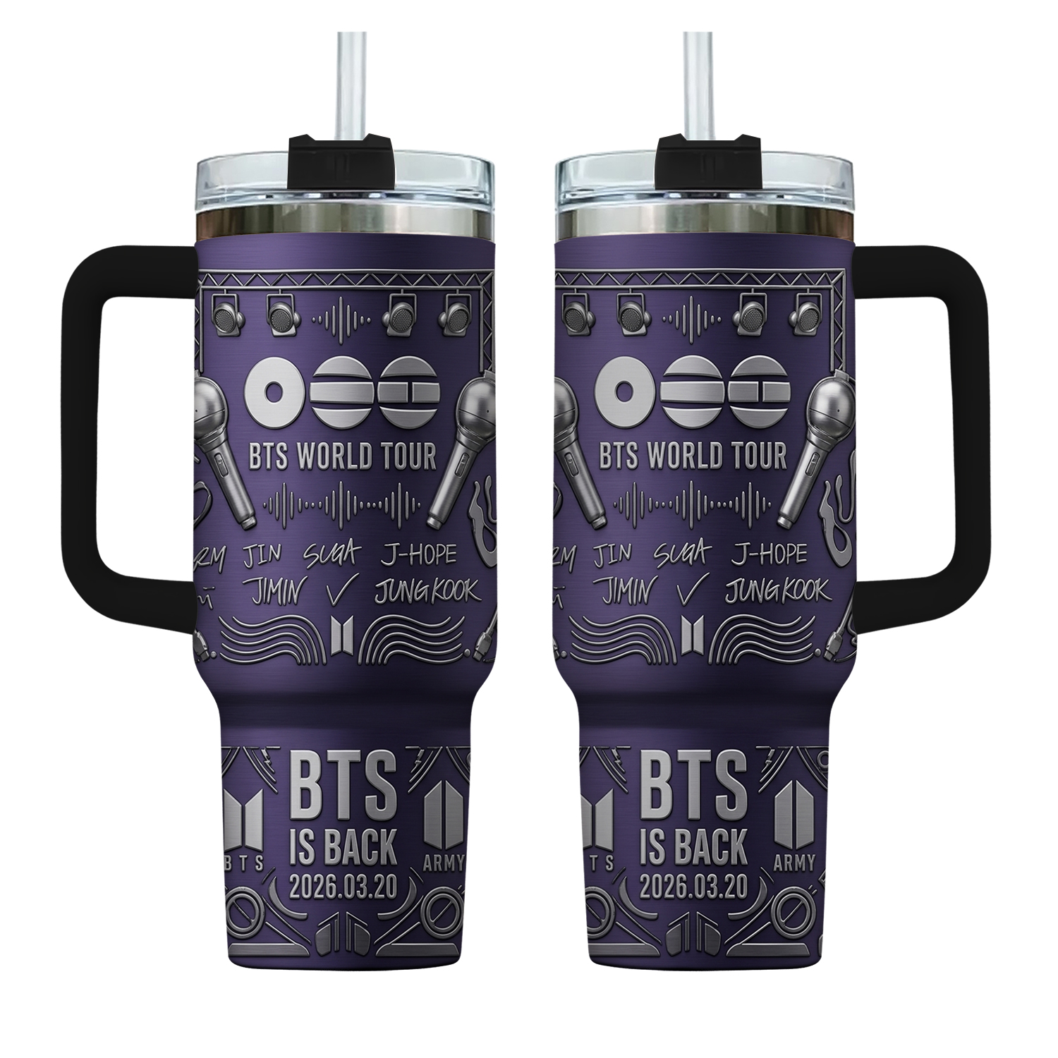 BTS World Tour 2026 “BTS Is Back” 40oz Tumbler with Handle