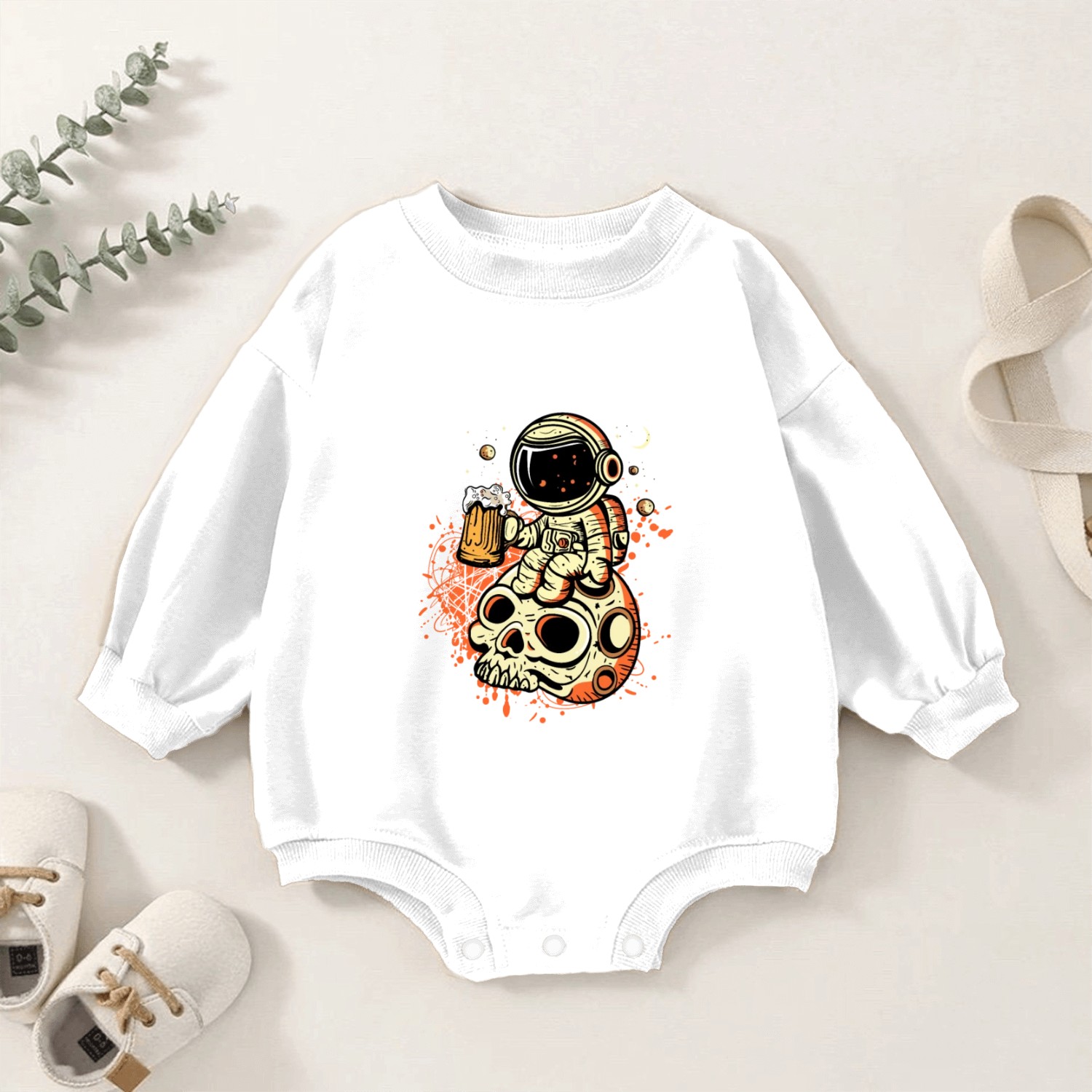 Astronaut drink beer Baby Romper Sweatshirts