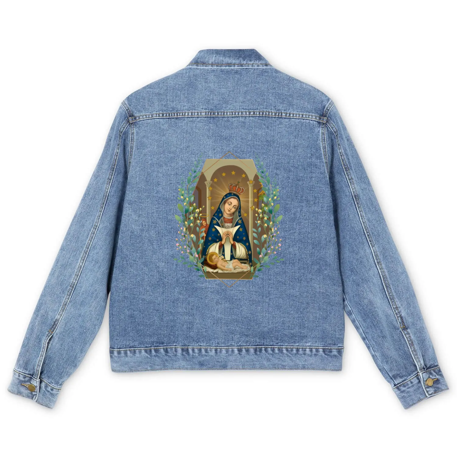 85417 Our Lady Of Altagracia Virgen De Dominicana Men's Denim Jackets