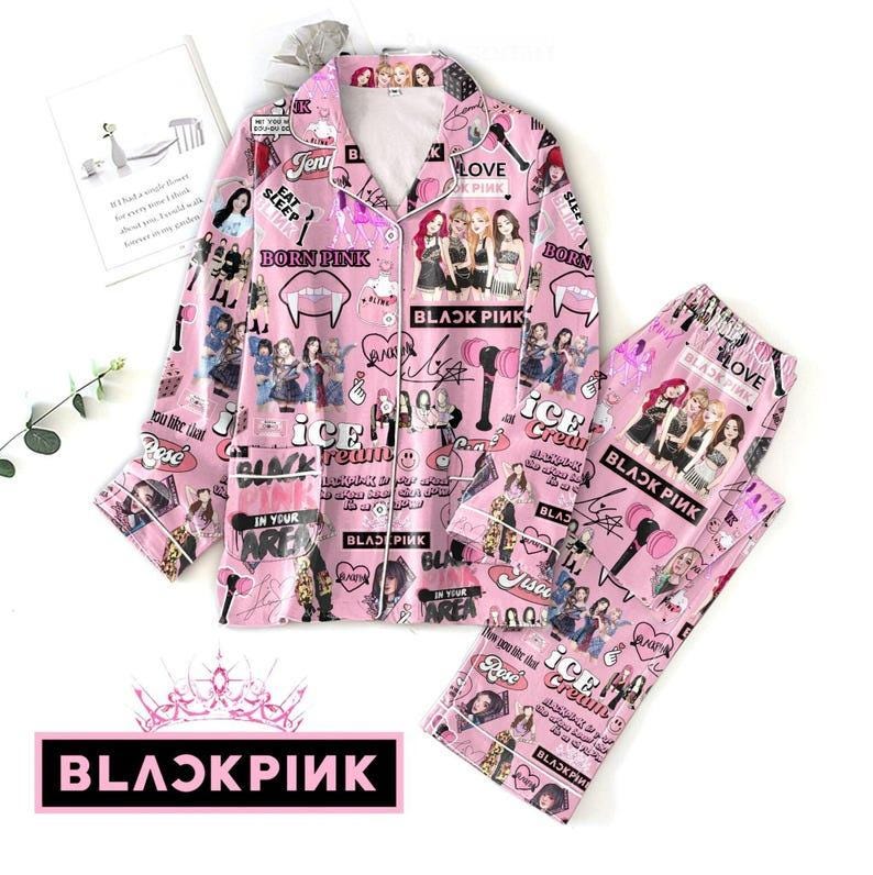 Black Pink In Your Area Pajamas Set, Born Pink World Tour Pjs, Kpop Girl Group 3D Pajamas, Merry Xmas Pajamas, Christmas Gift