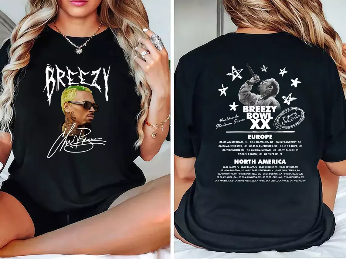Chris Brown Breezy Bowl XX 2025 Tour Graphic All Size Gift For Fans
