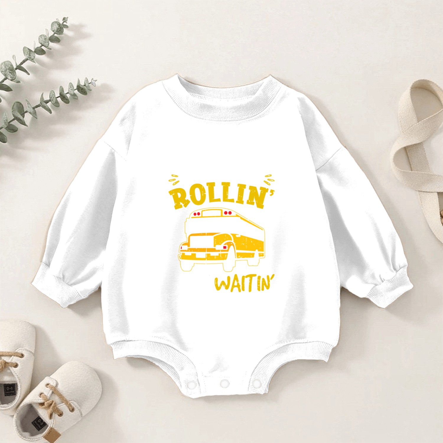 School Bus They See Me Rolling Waiting Bus Driver Baby Romper Sweatshirts