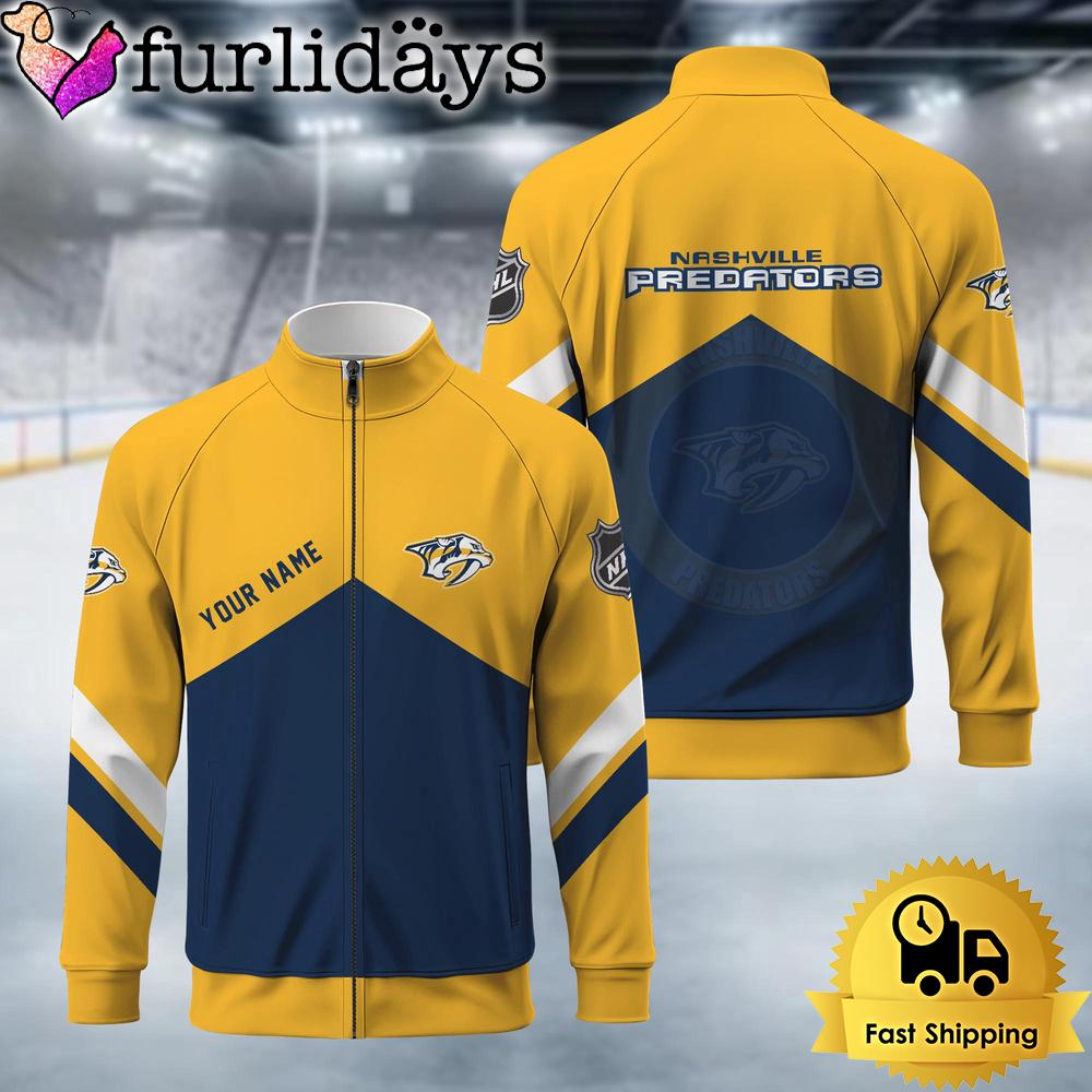 Nashville Predators Logo Custom Standing Neck Zipper Jacket