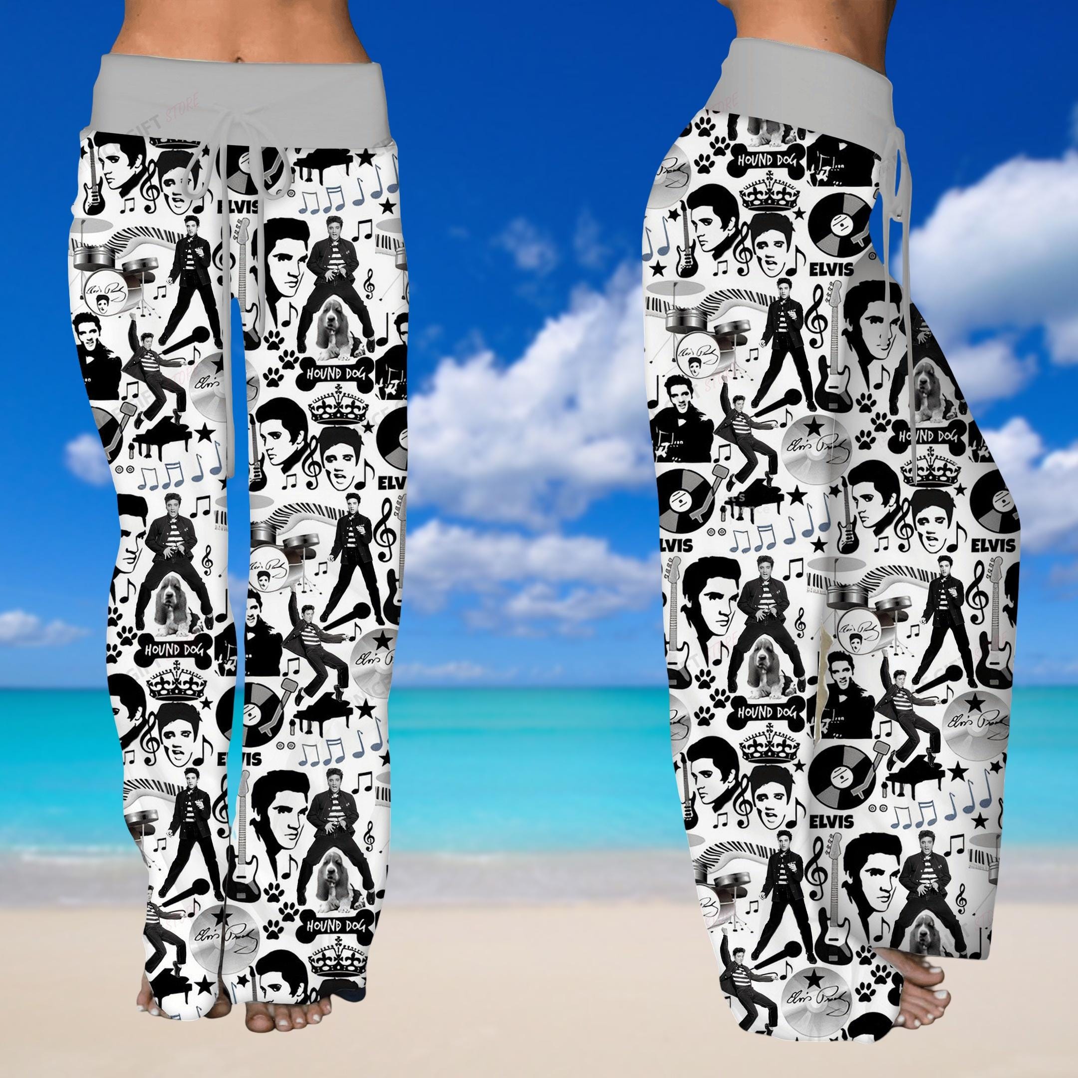 Elvis Presley Women's Leg Trousers, Pajamas Pants, Rock And Roll Sleepwear, High Waisted Pants, Women Loungewear