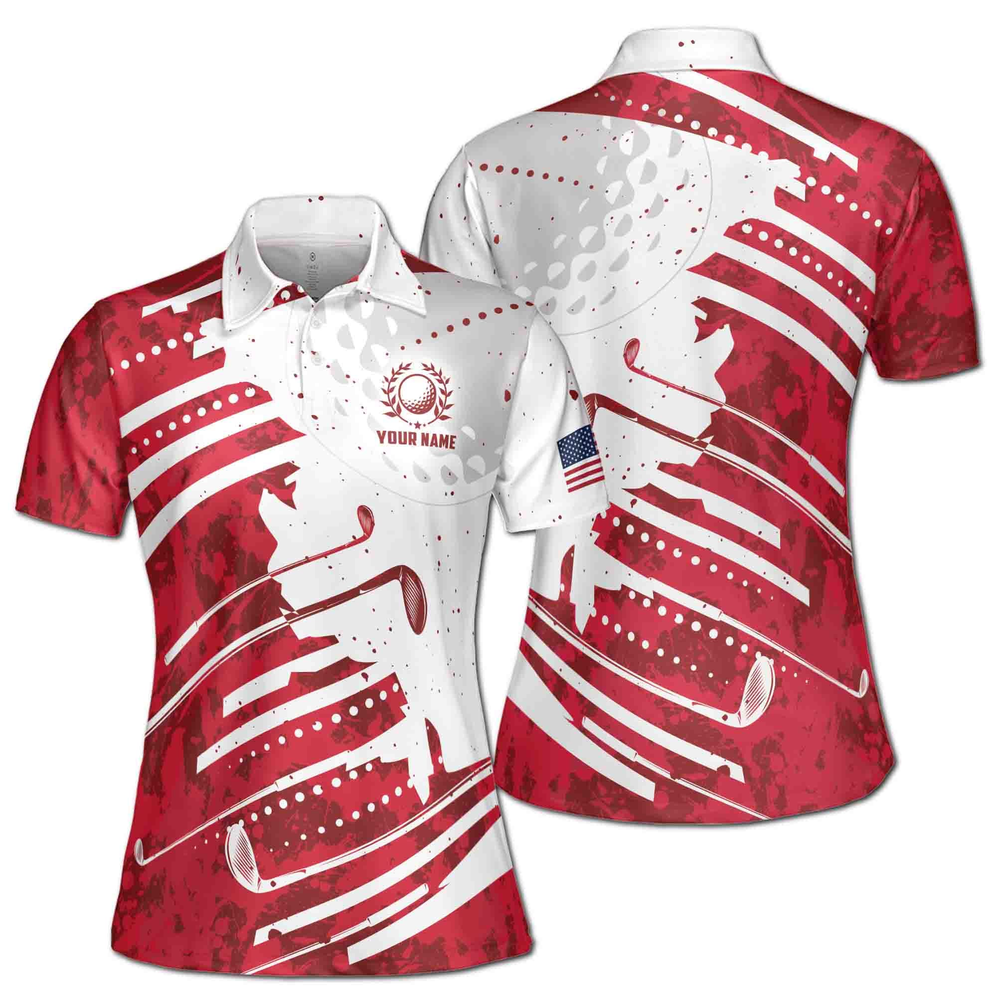 Custom Name Red Wine Pattern Golf Women's Polo Shirt