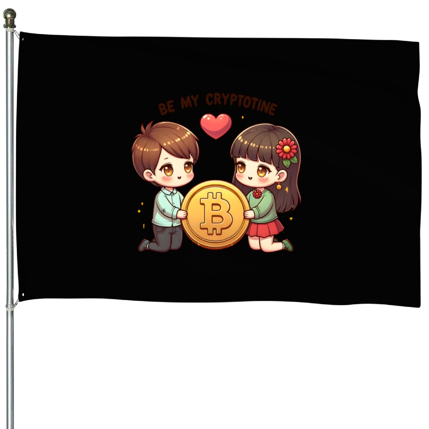 Be My Cryptotine: Adorable Bitcoin Couple House Flags