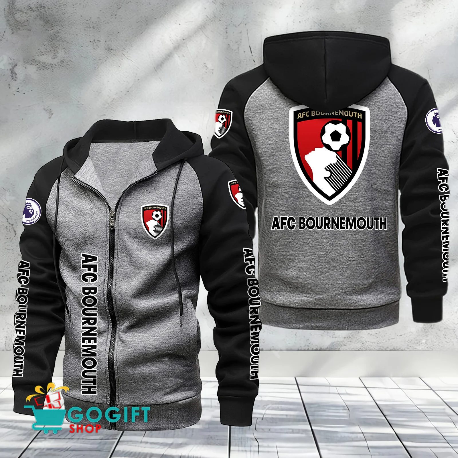 AFC Bournemouth Sporty Style Raglan Zipper Hoodie