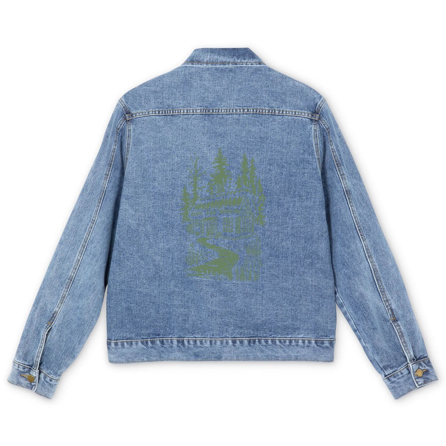 Dark Cottagecore Forest Cabin Fantasy Men's Denim Jackets