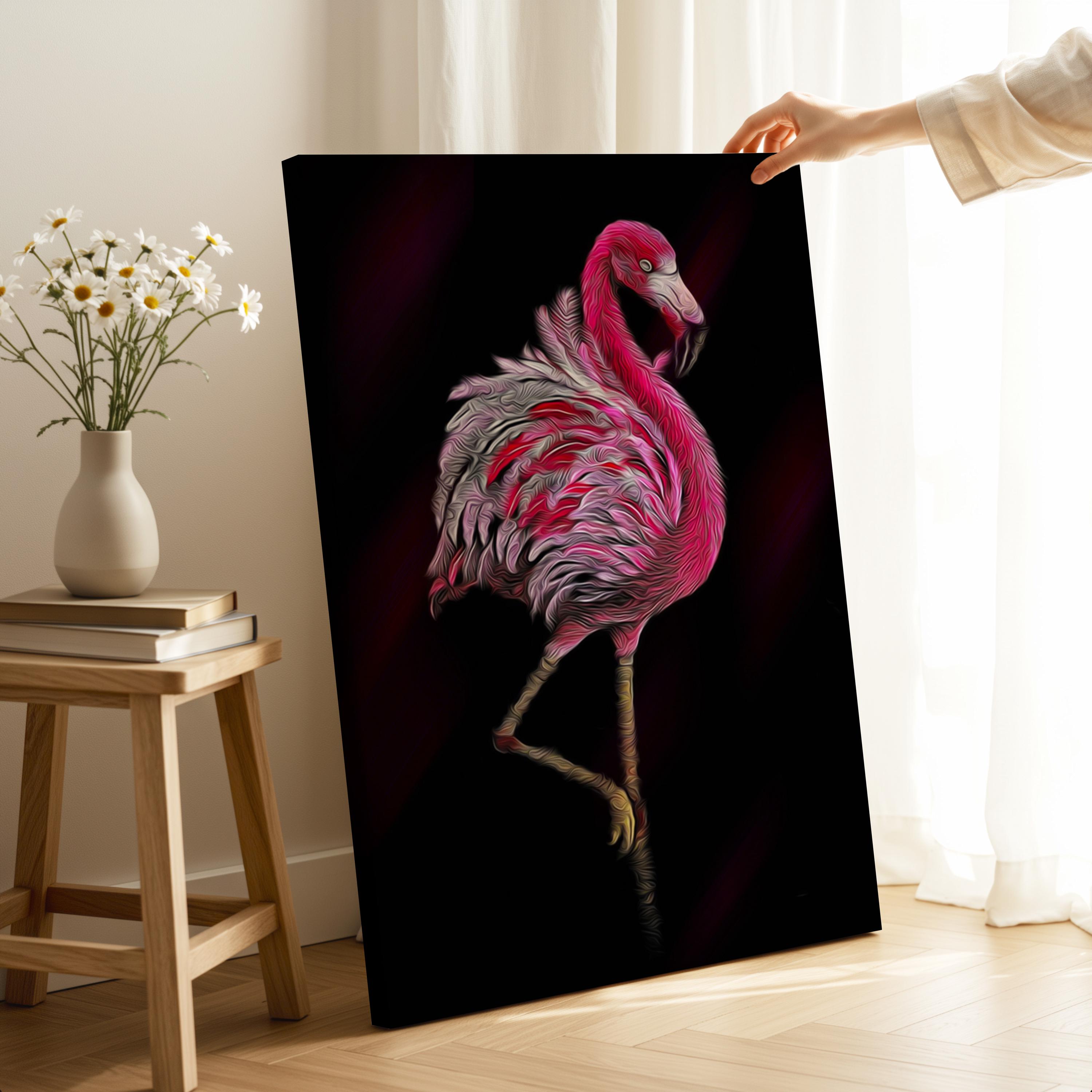 Pink Flamingo Canvas Print, Modern Animal Art, Tropical Bird Wall Picture, Colorful Home Decor
