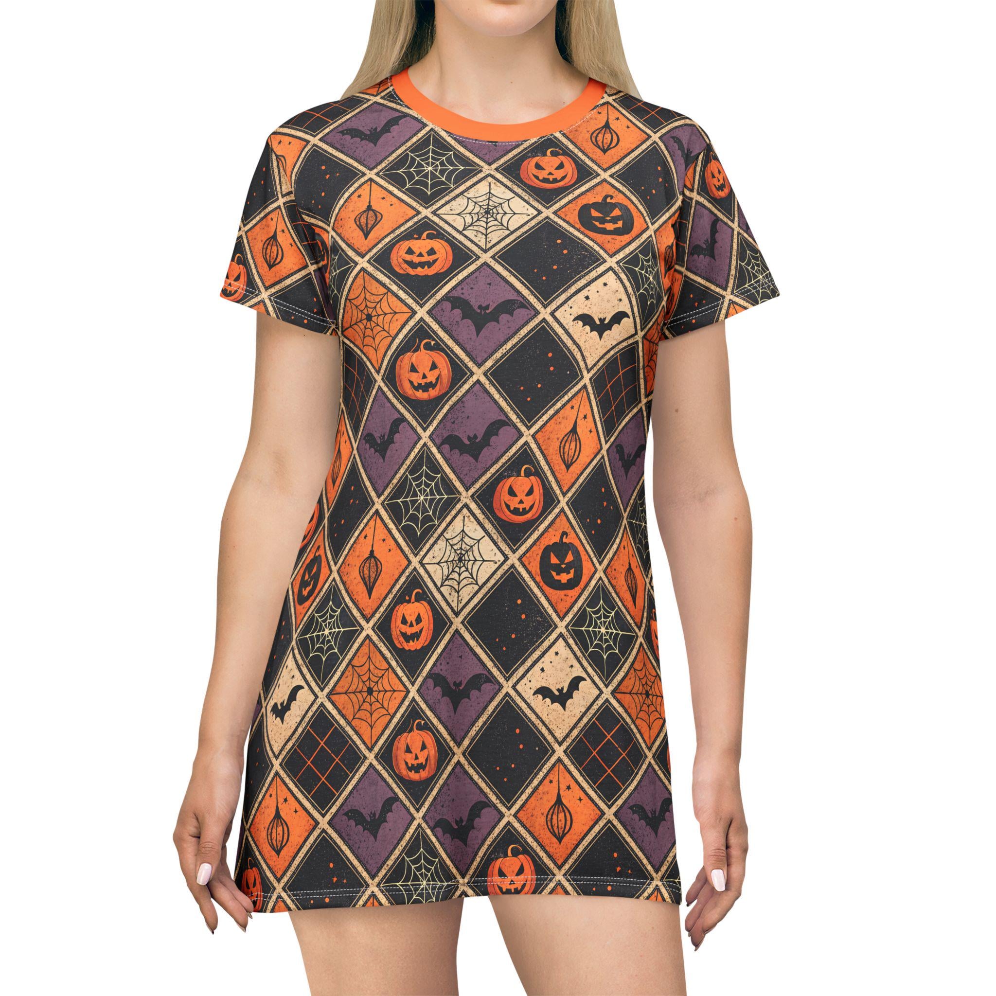 Halloween T-Shirt Dress, Spooky Fall Party Costume