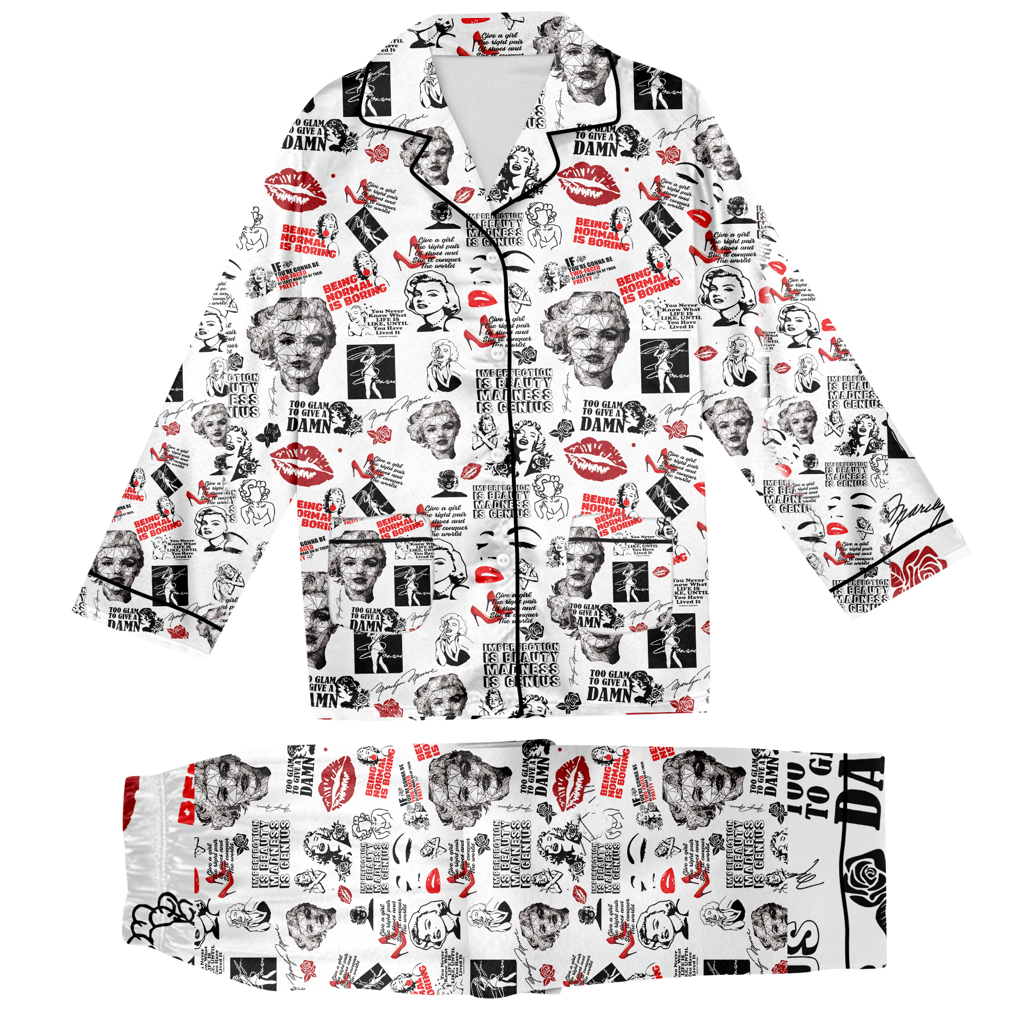 Marylin Monroe Unisex Long Sleeve Pajama Set for Adults