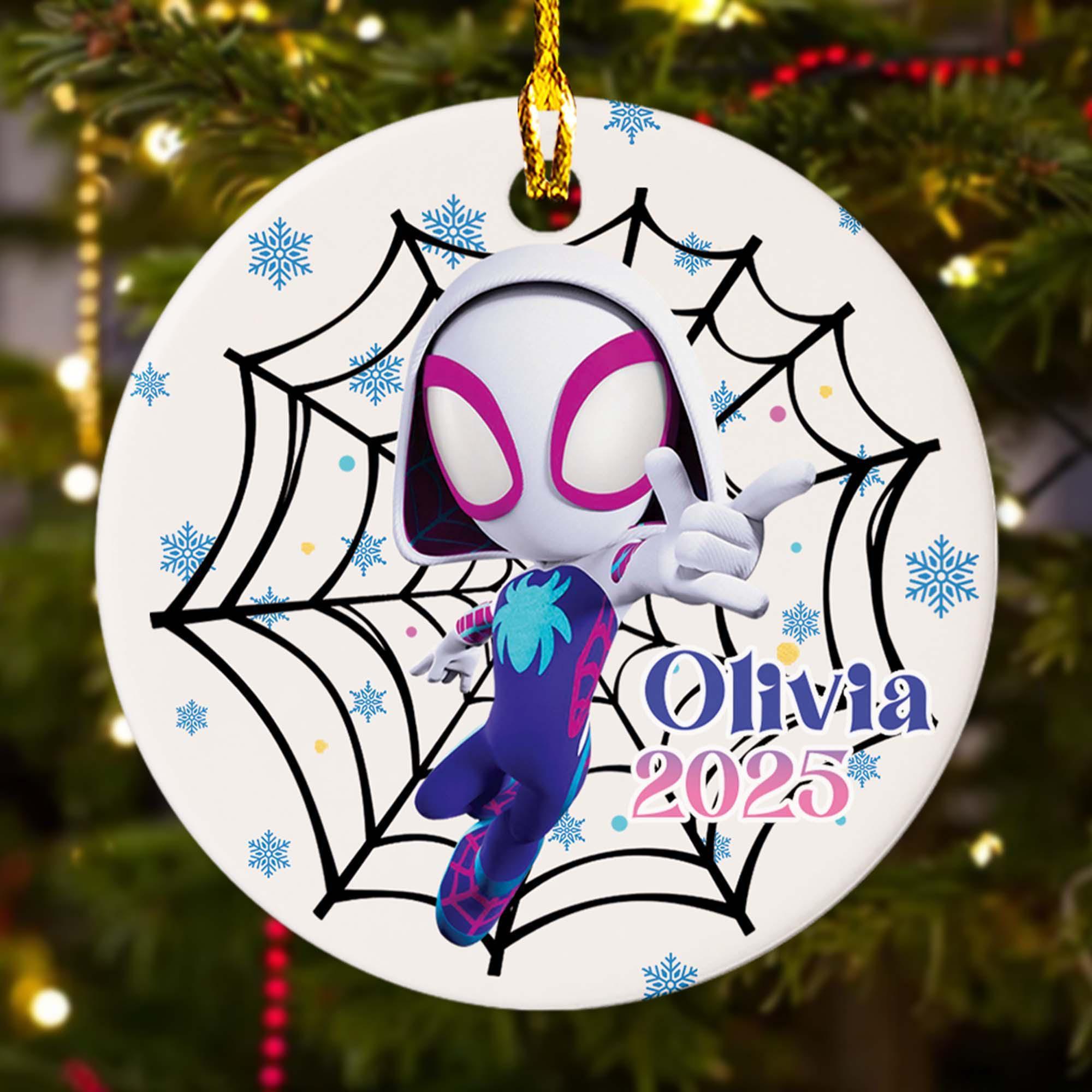 Personalized Ghost Spider Ornament, Spider Hero Character Xmas Ornament Fan Gift, Gwen Stacy Christmas Tree Decor Gift For Kid