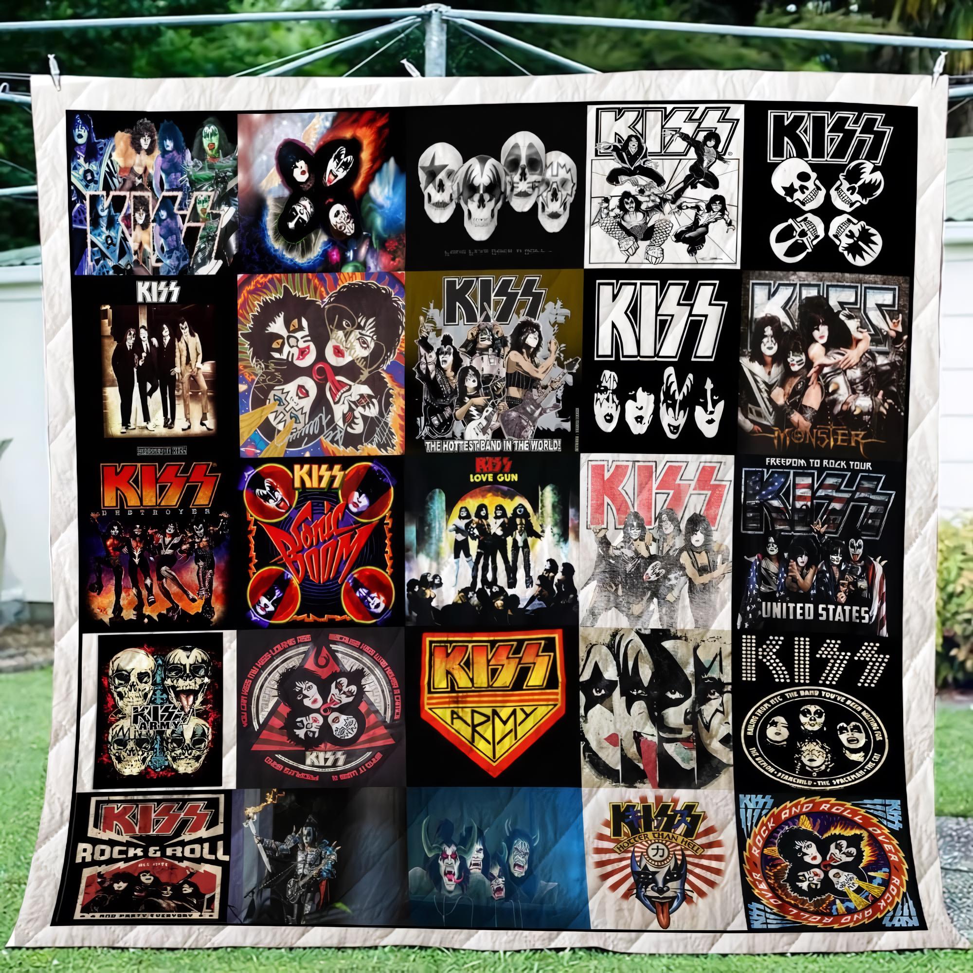 Kiss Band Quilt Blanket, Lover Kiss Blanket, Kiss Bedding Blanket, Halloween Blanket, Christmas Blanket.