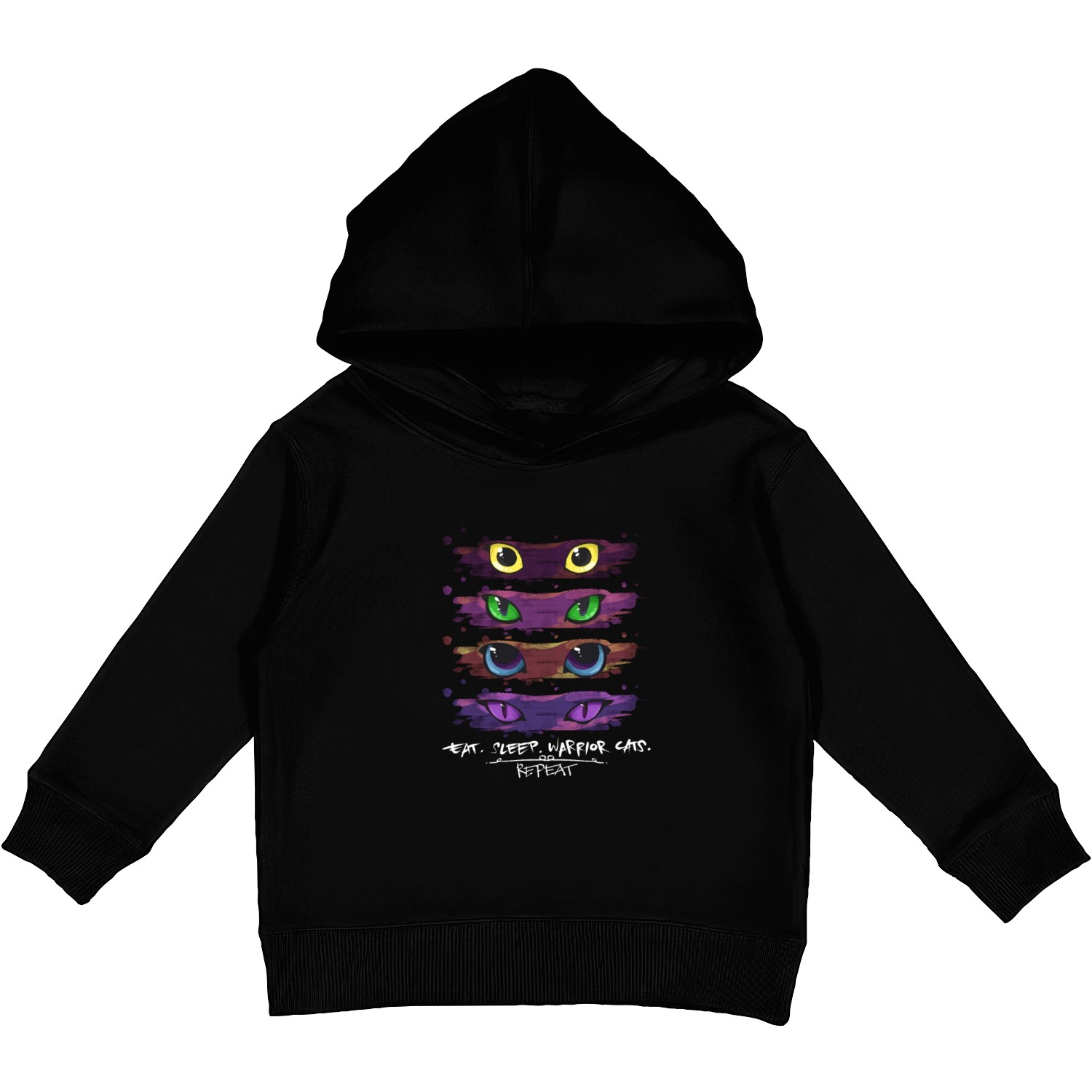 Eat Sleep Warrior Cats Repeat Cat Lover Kids Pullover Hoodies