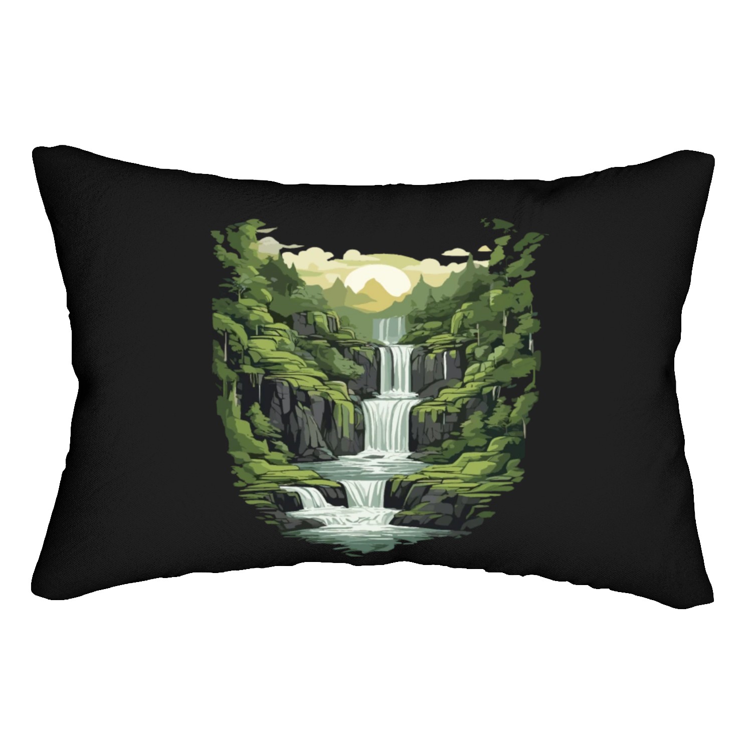 waterfall nature Lumbar Pillows