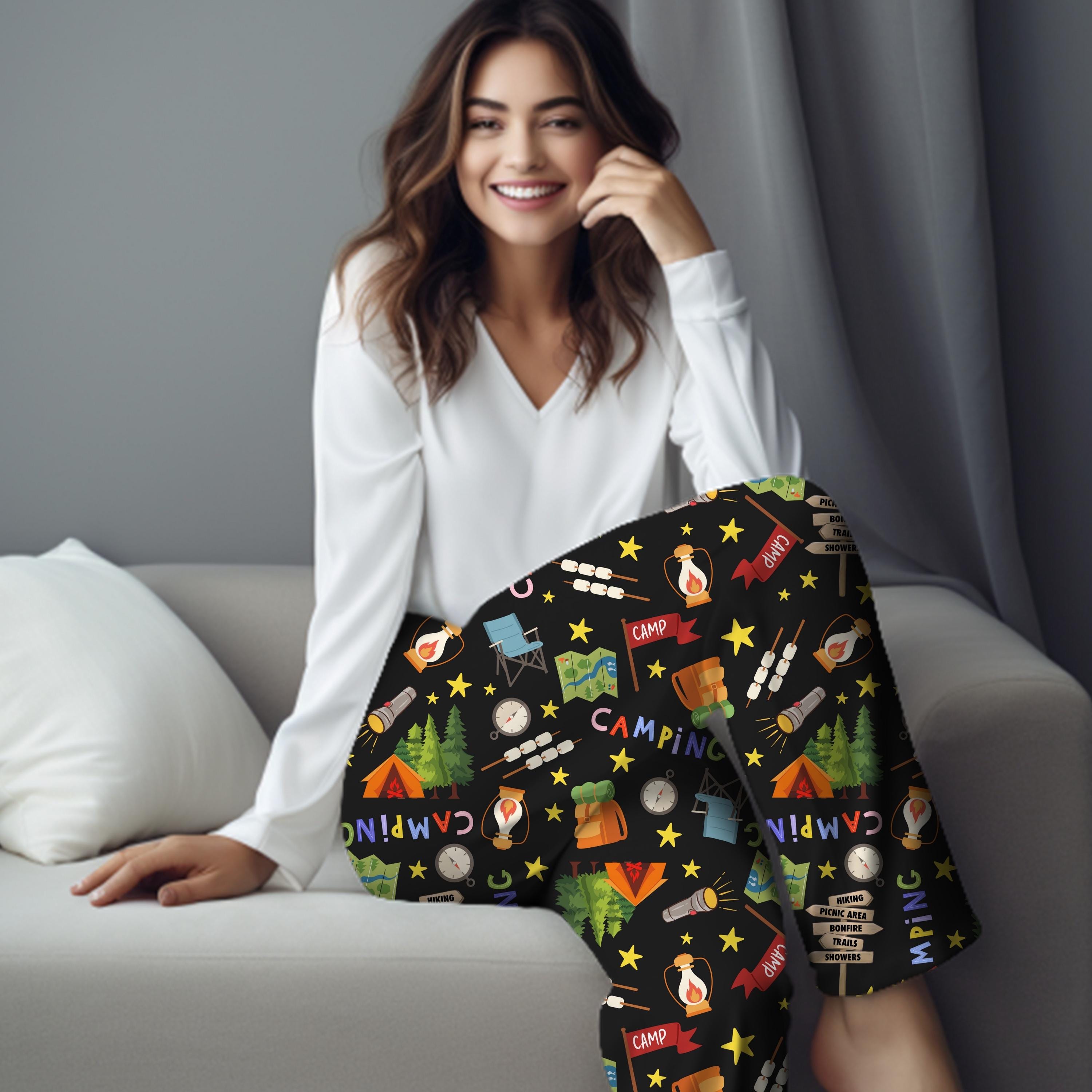 Camping Pajama Pants: Women's Cozy Loungewear with Camping Print