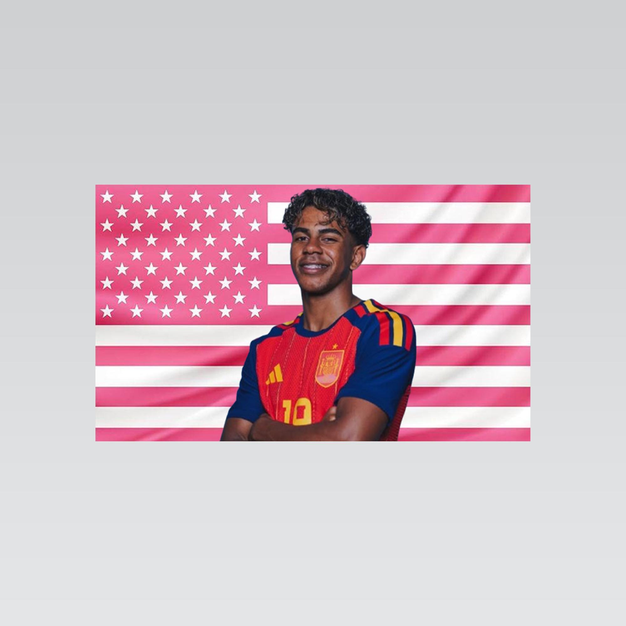 Lamine Yamal American Flag Tapestry, Soccer Wall Art, Aesthetic Pink Flag, Football Fan Decor, Sports Room Tapestry