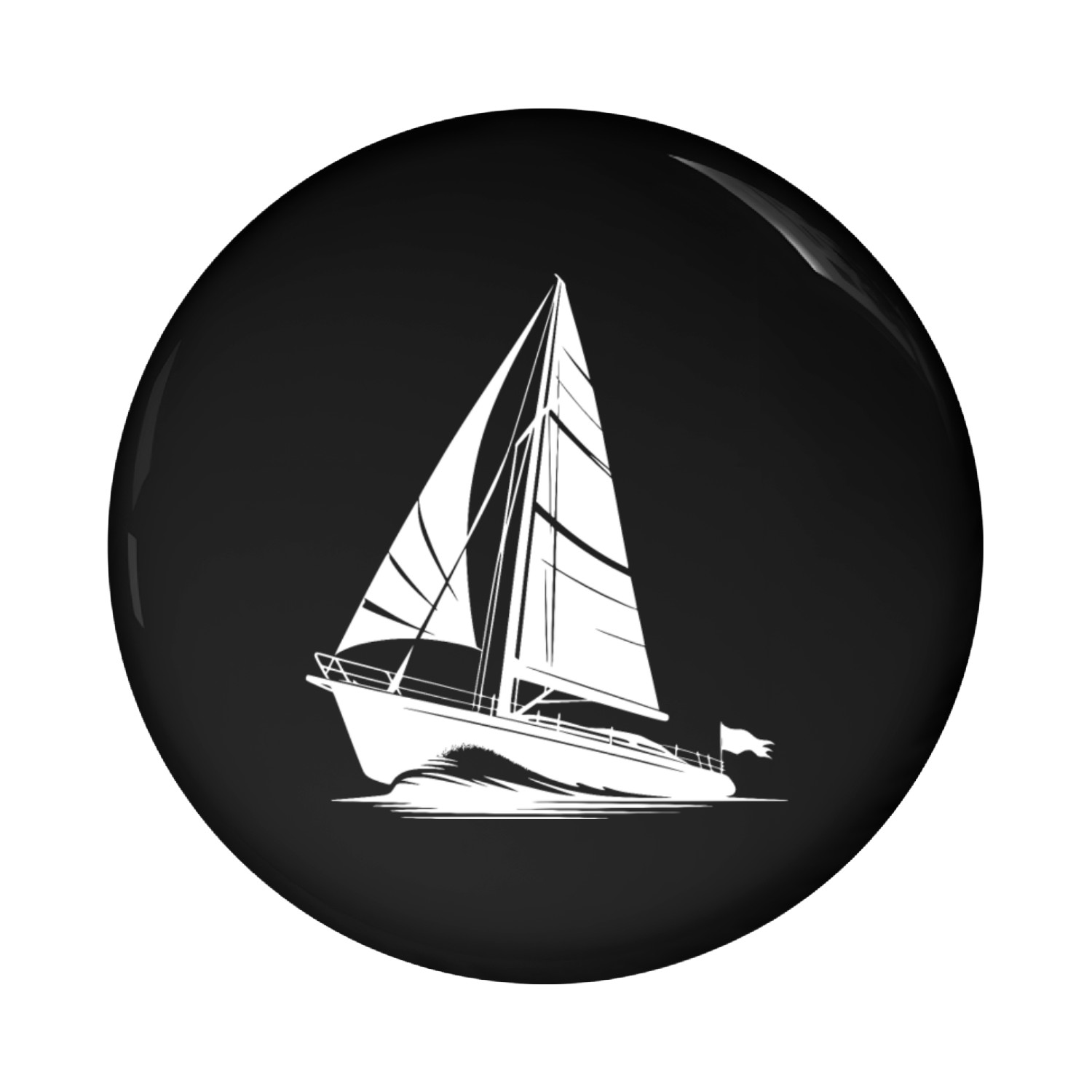Sailboat In Big Waves Under Sail In The Wind Pin Buttons