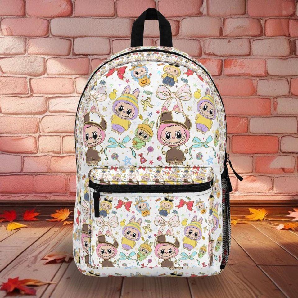 Labubu Themed Backpack, Sparkly and Girly for School,Cute Monster School Bag