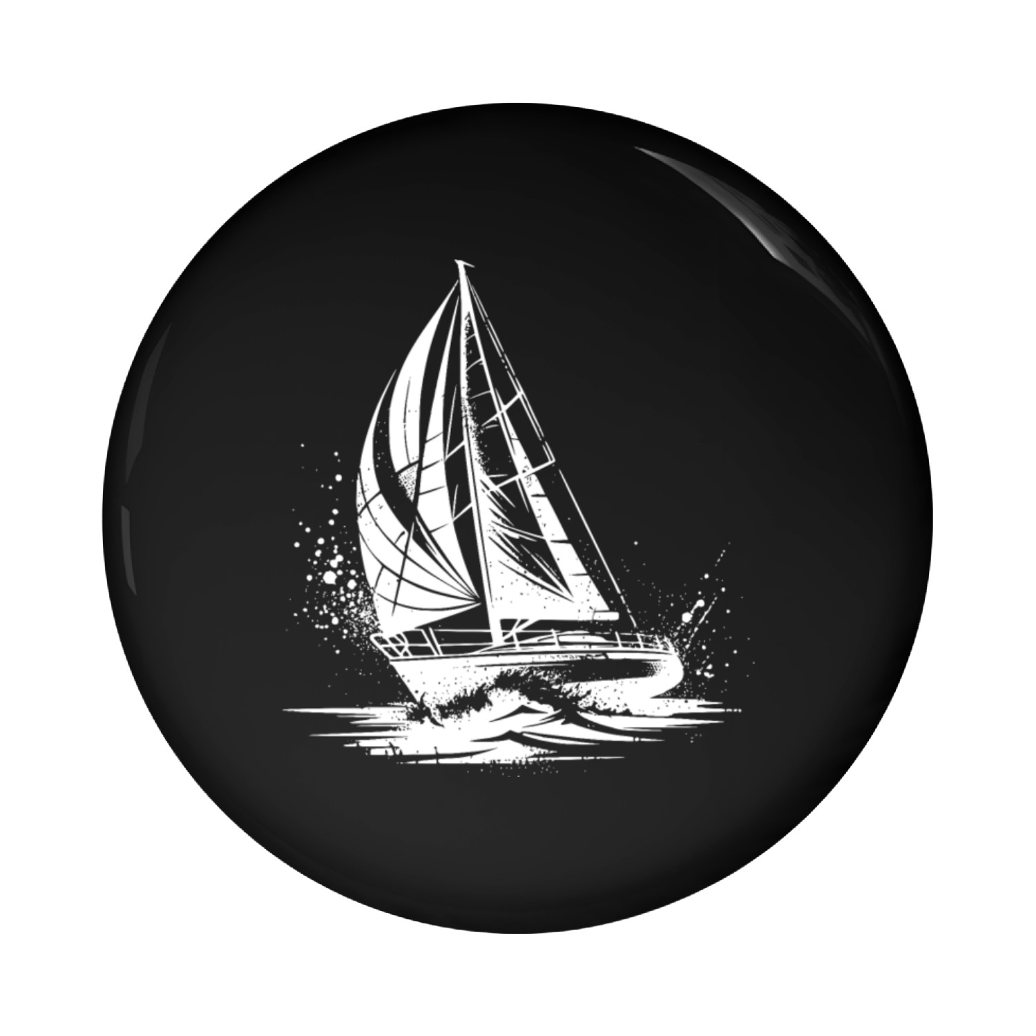 Chic Sailboat Under Sail Splash Swell Pin Buttons